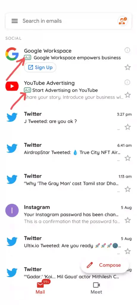 क्या आपको पता है| जीमेल से पैसे कैसे कमाए जाते हैं? 1 google ad in gmail